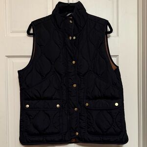 Black Quilted Vest with Gold Hardware from Jcrew